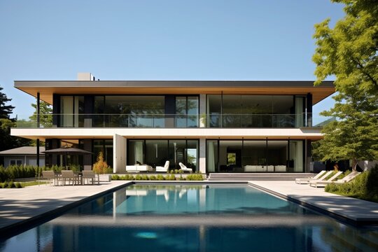 Sleek contemporary home with a summery vibe. Generative AI