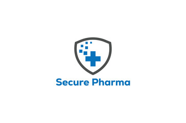Secure pharmacy logo design idea