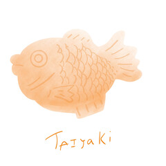 Taiyaki snack on white background