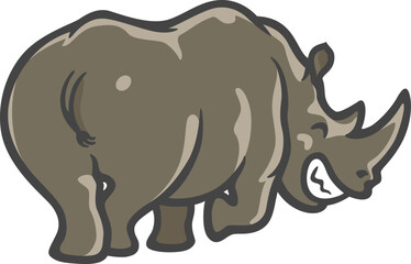 Cute Rhinoceros Looking Back with Smiling Bottom View