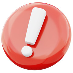 Alert warning icon 3d render illustration isolated on transparent background