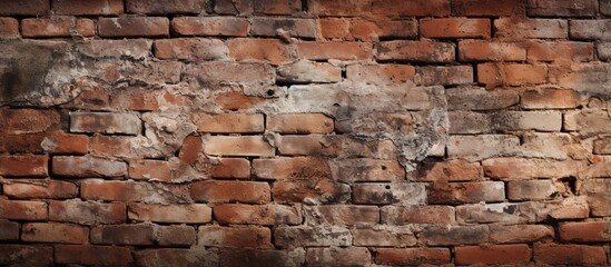 Cracked and scratched brick texture used as a wall background