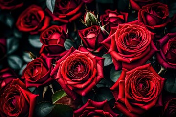 red roses background  generated by AI technology 