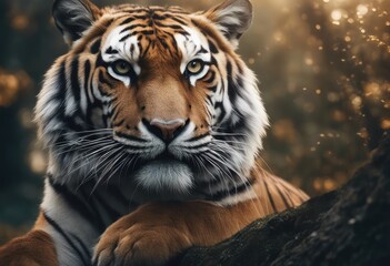 Naklejka premium tiger wallpaper, in the style of graphite realism, mist, realistic, wimmelbilder, ivory, dynamic pose