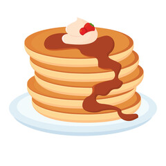 Isolated pancake with syrup and fruit Vector