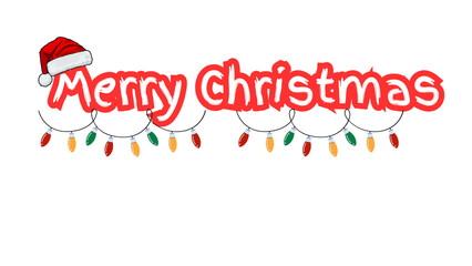 Merry Christmas Banner Typography Santa Hat