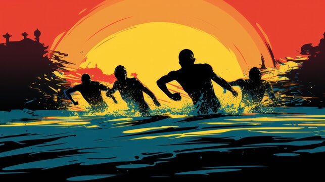 Illustration of Swimmers in Action