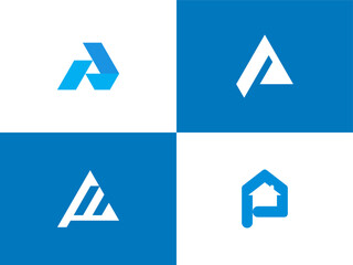 Abstract letter P logo, set P icon vector template