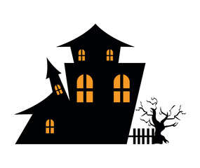 halloween castle night illustration