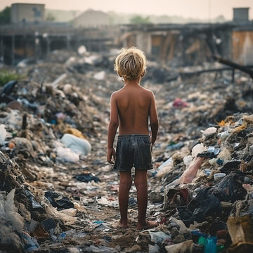 Concept that there is no future for our children, due to the destruction of nature and wars that pollute more and more, garbage, cars that produce polluting emissions, etc