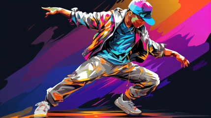 Fototapeta premium illustration of hip hop dancer in action