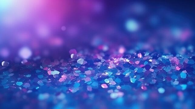 Blue glitter particles abstract background