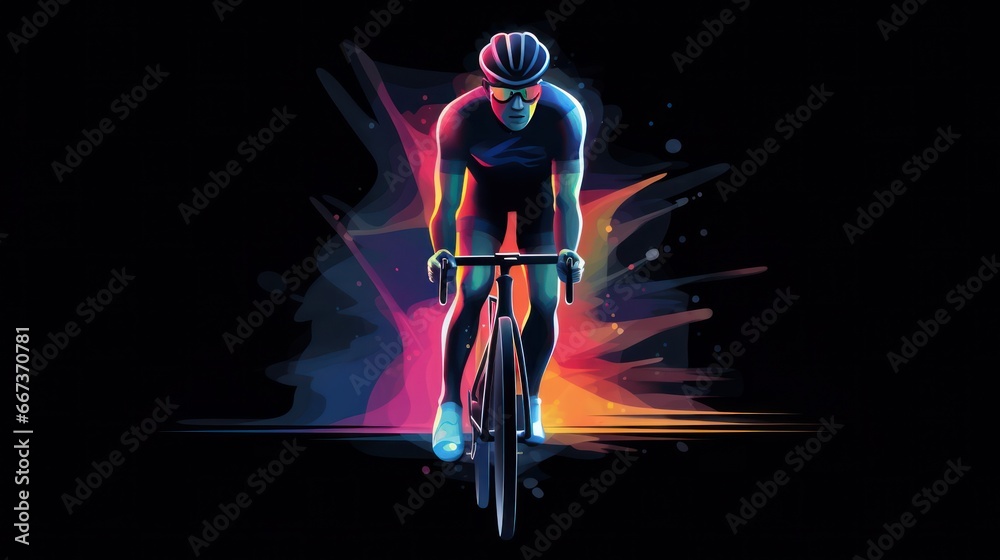 Wall mural illustration of Cyclist in action