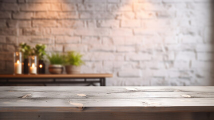 Gray wooden table and counter for merchandise