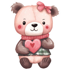 Naklejka premium Watercolor Cute Teddy Bear Clipart Illustration