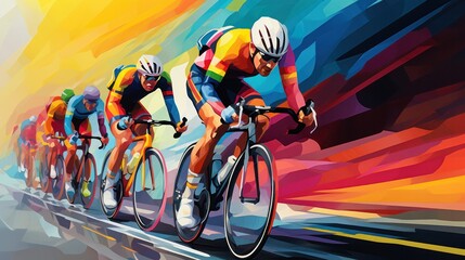 illustration of Cyclist in action - obrazy, fototapety, plakaty