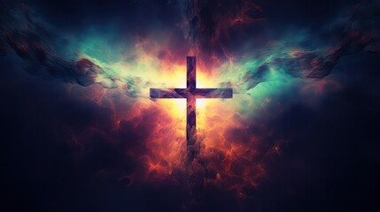 illustration of Cross with Epic Background and colors
