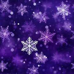 Naklejka na ściany i meble snowflakes, bokeh, pattern, purple background, repeatable seamless pattern