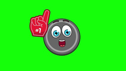 number 1 fan hockey puck cartoon emoticon, looping animation
