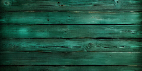 Textura de unos tablones de madera pintados de color verde, desgastados - obrazy, fototapety, plakaty