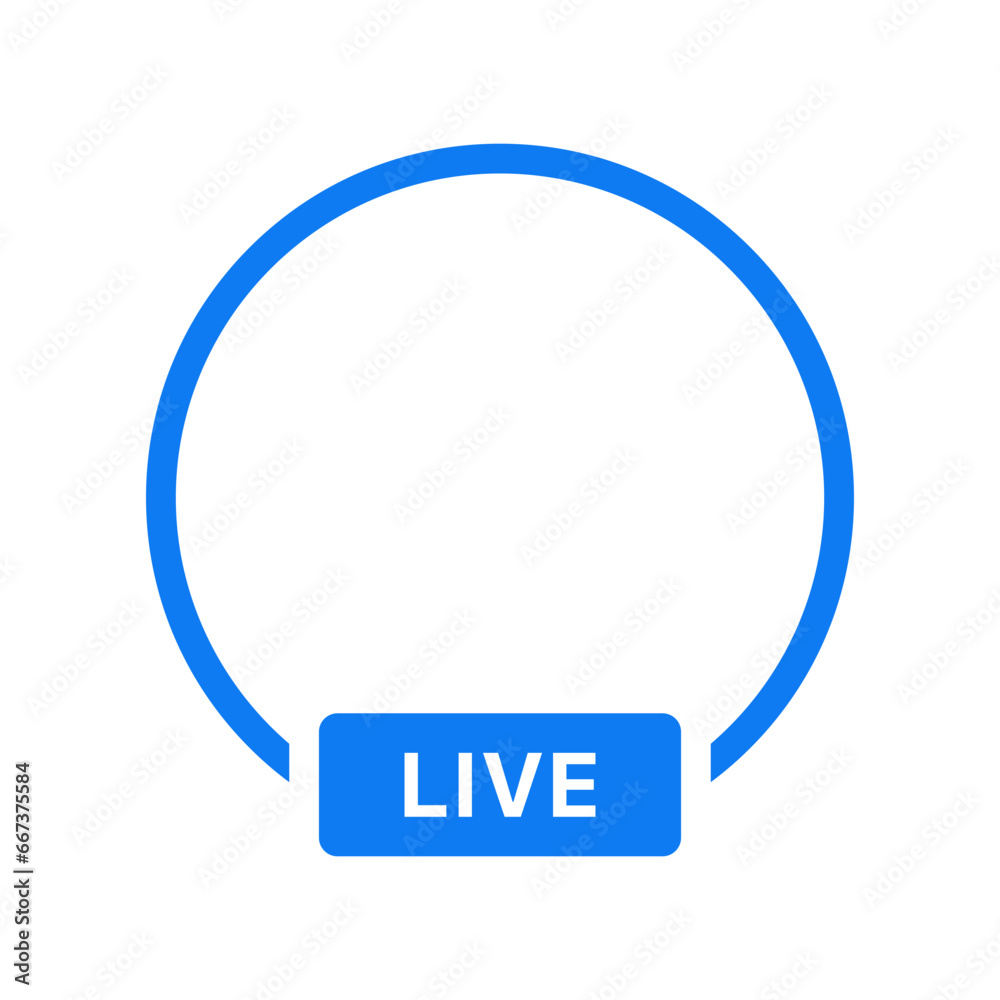 Poster live broadcast, streaming frame icon, live stream mock up template. social media interface icon app 