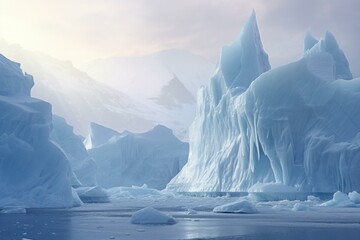 Stunning frozen landscape: the beauty of an Antarctic iceberg. Generative AI