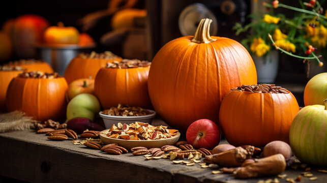 pumpkins and gourds HD 8K wallpaper Stock Photographic Image 