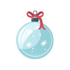 Blue Christmas ornament, flat design illustration, isolated