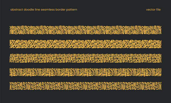 abstract doodle line seamless pattern for border design decoration. african or aztec tribe like pattern border vector illustration