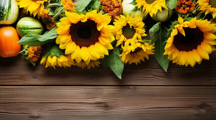 sunflowers on wooden table HD 8K wallpaper Stock Photographic Image 