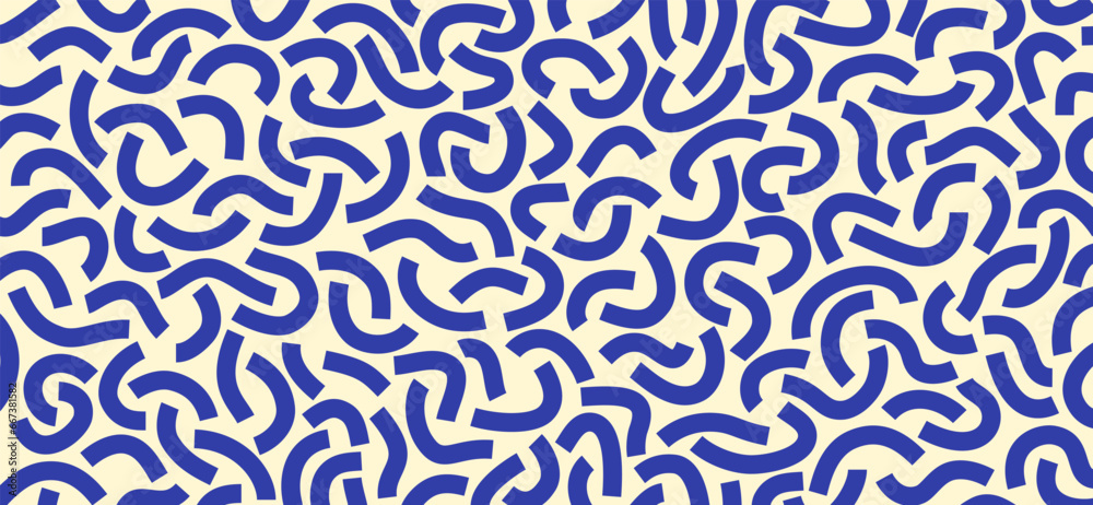 Poster monochrome doodle pattern. funny monochrome pattern. curved blue lines