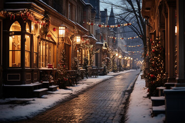 Fototapeta na wymiar Winter Cityscape Photos of a city decorated. Christmas