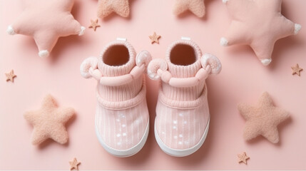 Fototapeta na wymiar baby feet in pink HD 8K wallpaper Stock Photographic Image 
