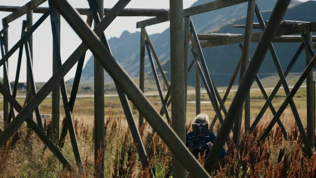Filmmaker Recording Stockfish Rack And Curly Dock