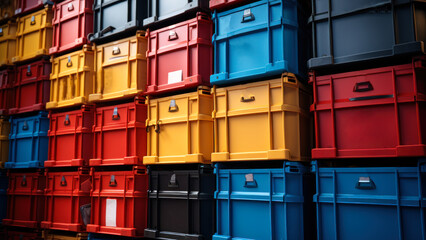 warehouse in colorful containers, commercial  logistic ai generative
