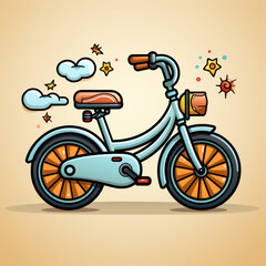 Quirky black bicycle icon light color squiggly
