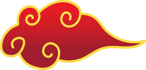 chinese red cloud oriental style element design