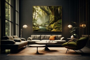 Contemporary lounge decor. Generative AI