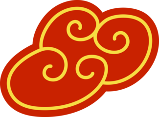 chinese red cloud oriental style element design