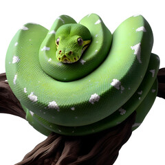 tree python Snake isolated on transparent background. generative AI