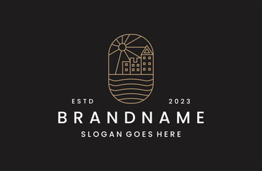 Ocean building logo vector icon illustration hipster vintage retro