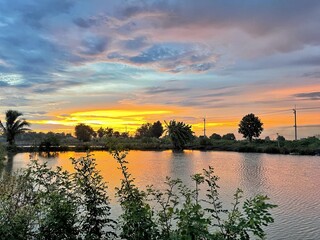 sunset over the river