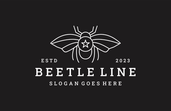 Beetle logo vector icon illustration hipster vintage retro