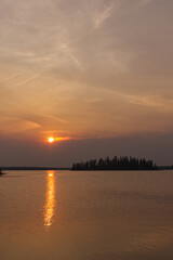 Fototapeta na wymiar Colorful Sunset at Astotin Lake 