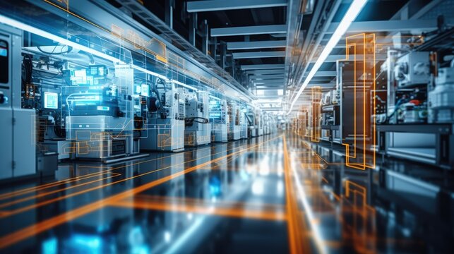 Smart factory with connected infrastructure, Intelligent factory industrial.