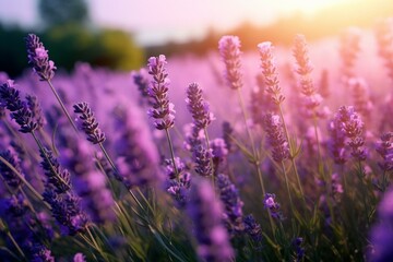 Close-up of lavender field background. Generative AI