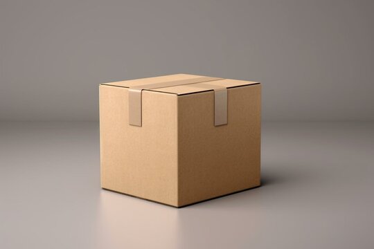 A box isolated on a clear background. Generative AI