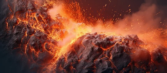 Foto op Plexiglas Volcano eruption with lava and ash © desain