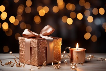 christmas decoration with candles and gifts