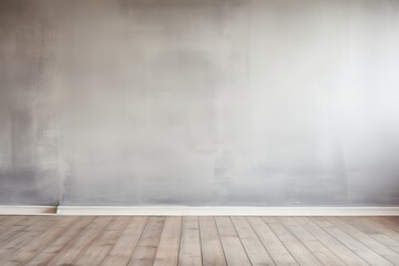 empty room with a gray wall and wooden floor